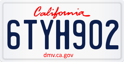 CA license plate 6TYH902