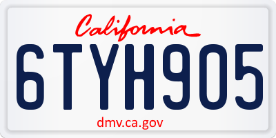 CA license plate 6TYH905