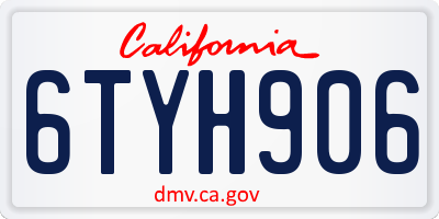 CA license plate 6TYH906