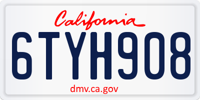 CA license plate 6TYH908