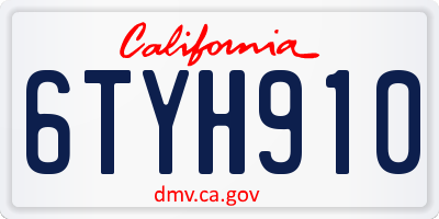 CA license plate 6TYH910