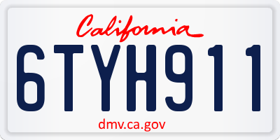CA license plate 6TYH911