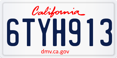 CA license plate 6TYH913