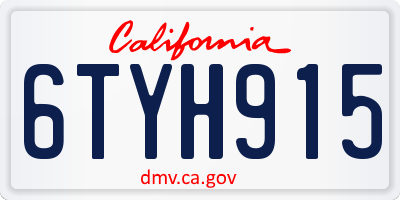 CA license plate 6TYH915