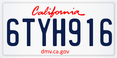 CA license plate 6TYH916