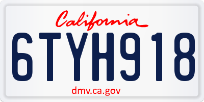 CA license plate 6TYH918