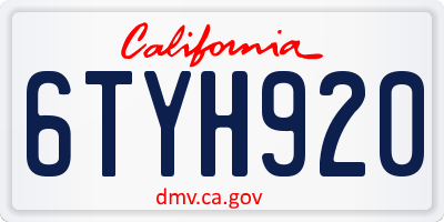 CA license plate 6TYH920