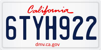 CA license plate 6TYH922