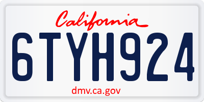 CA license plate 6TYH924