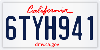 CA license plate 6TYH941