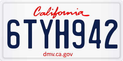 CA license plate 6TYH942