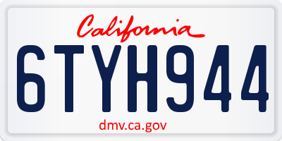 CA license plate 6TYH944