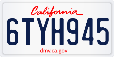 CA license plate 6TYH945