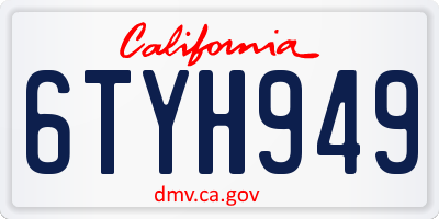 CA license plate 6TYH949