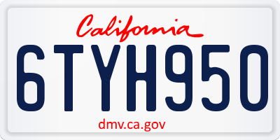 CA license plate 6TYH950