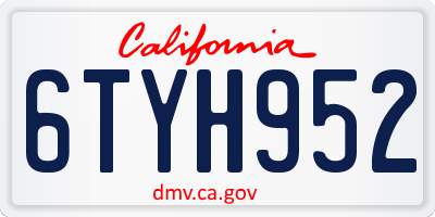 CA license plate 6TYH952