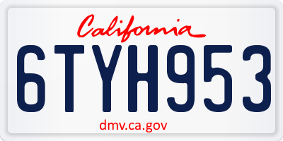 CA license plate 6TYH953