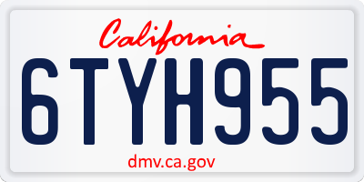 CA license plate 6TYH955