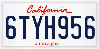 CA license plate 6TYH956