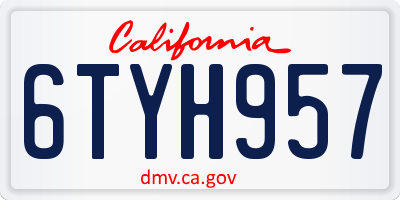 CA license plate 6TYH957