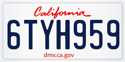CA license plate 6TYH959