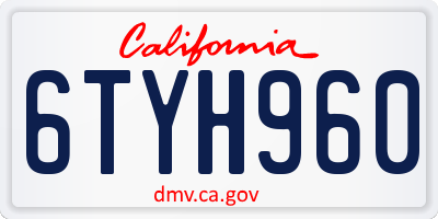 CA license plate 6TYH960