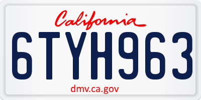 CA license plate 6TYH963