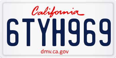 CA license plate 6TYH969