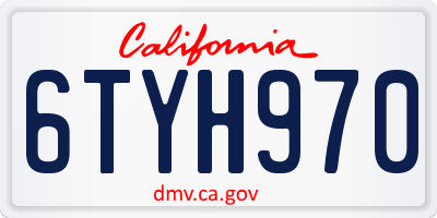 CA license plate 6TYH970