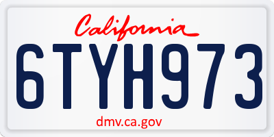 CA license plate 6TYH973