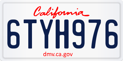 CA license plate 6TYH976