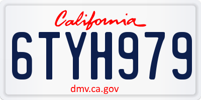 CA license plate 6TYH979