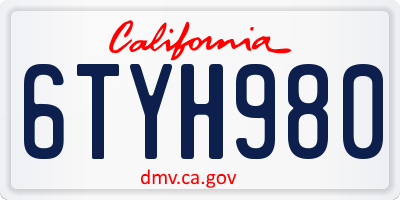 CA license plate 6TYH980
