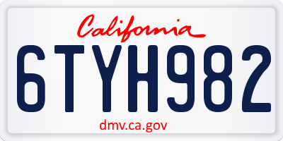 CA license plate 6TYH982