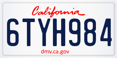 CA license plate 6TYH984