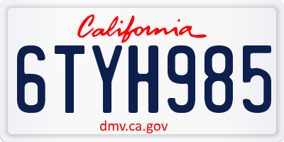 CA license plate 6TYH985