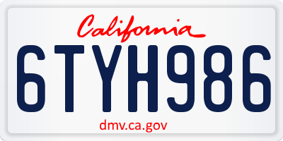 CA license plate 6TYH986