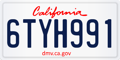CA license plate 6TYH991