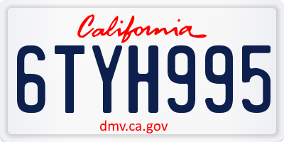 CA license plate 6TYH995