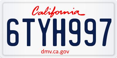 CA license plate 6TYH997
