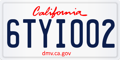 CA license plate 6TYI002
