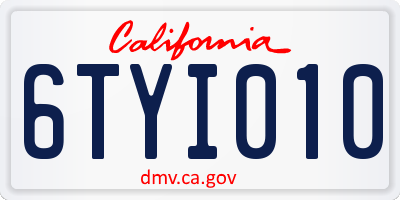 CA license plate 6TYI010