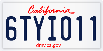 CA license plate 6TYI011