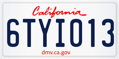 CA license plate 6TYI013