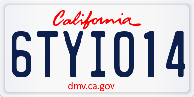 CA license plate 6TYI014