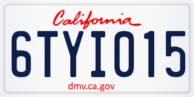 CA license plate 6TYI015