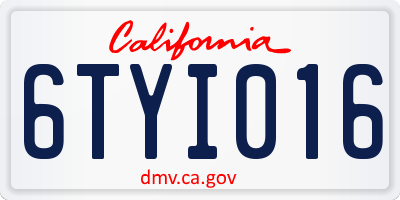 CA license plate 6TYI016