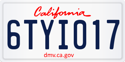 CA license plate 6TYI017