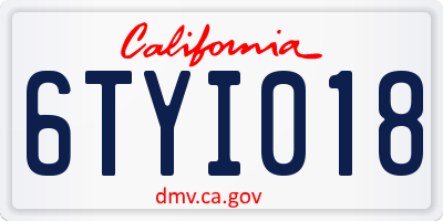 CA license plate 6TYI018