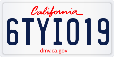 CA license plate 6TYI019